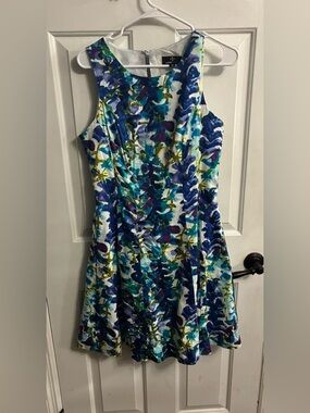 Ronni Nicole Blue Multi Floral Sleeveless Fit-and-Flare Dress